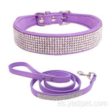 collar de perro de mascota suave de diamante de lujo a juego